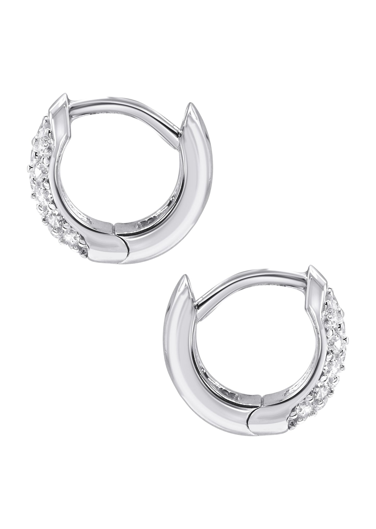 Mens Jewelry - Silver Round Iced Out VVS Hoop Earrings for Men| Appx. 2.3 Grams