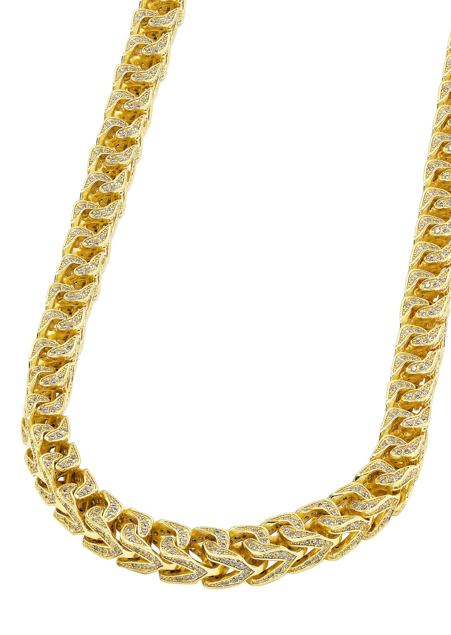 Gold Jewelry - Solid Gold Iced Out VVS Franco Chain ( 8 Mm )