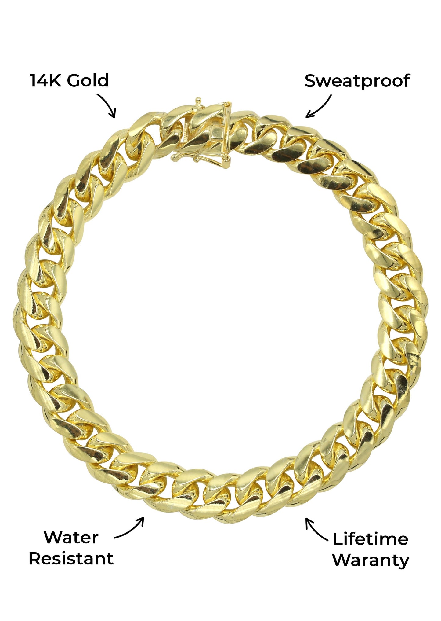 Gold Jewelry - Mens 14K Gold Solid Miami Cuban Link Bracelet | 6MM