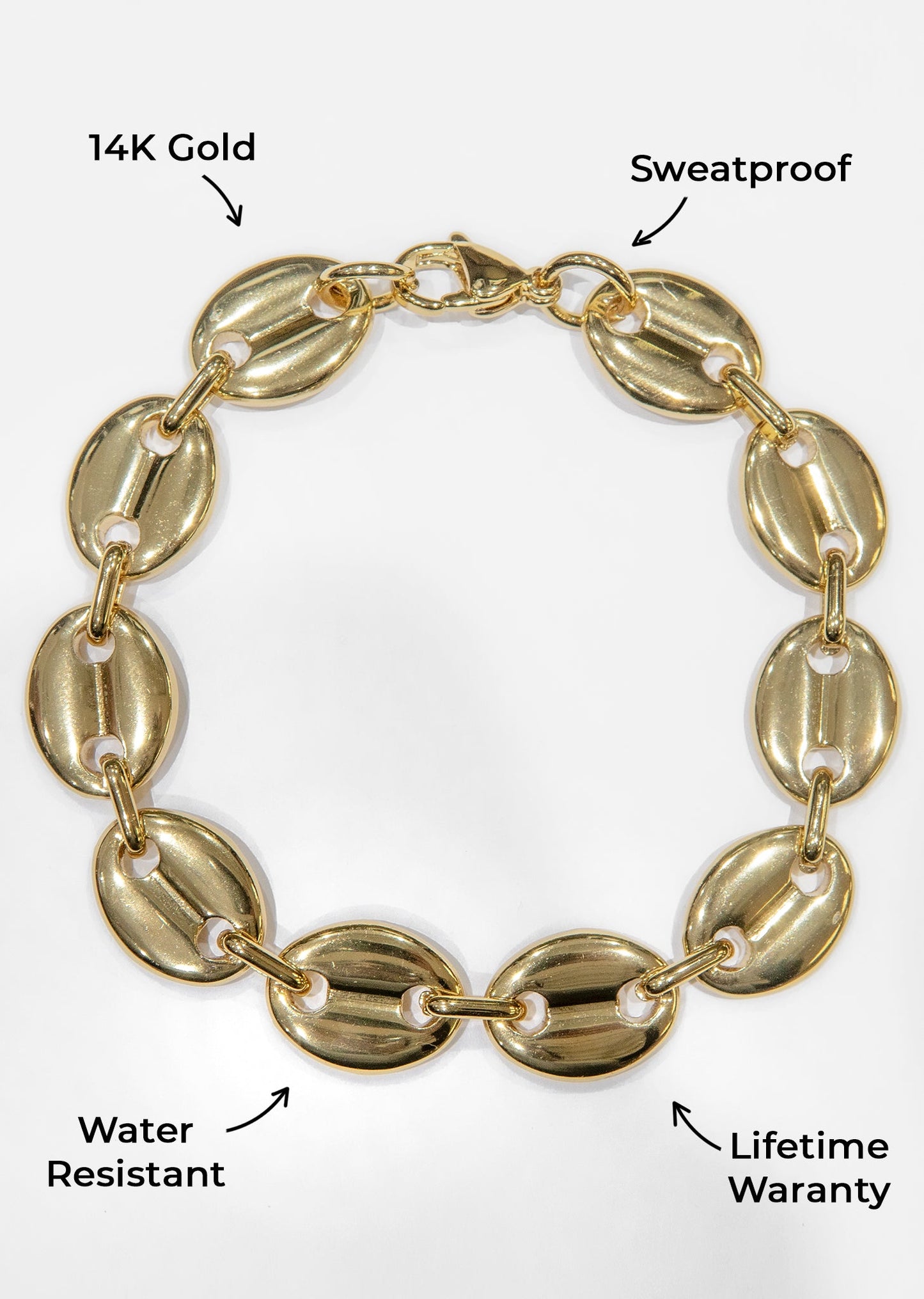 Gold Jewelry - Mens 14K Gold Puff Bracelet
