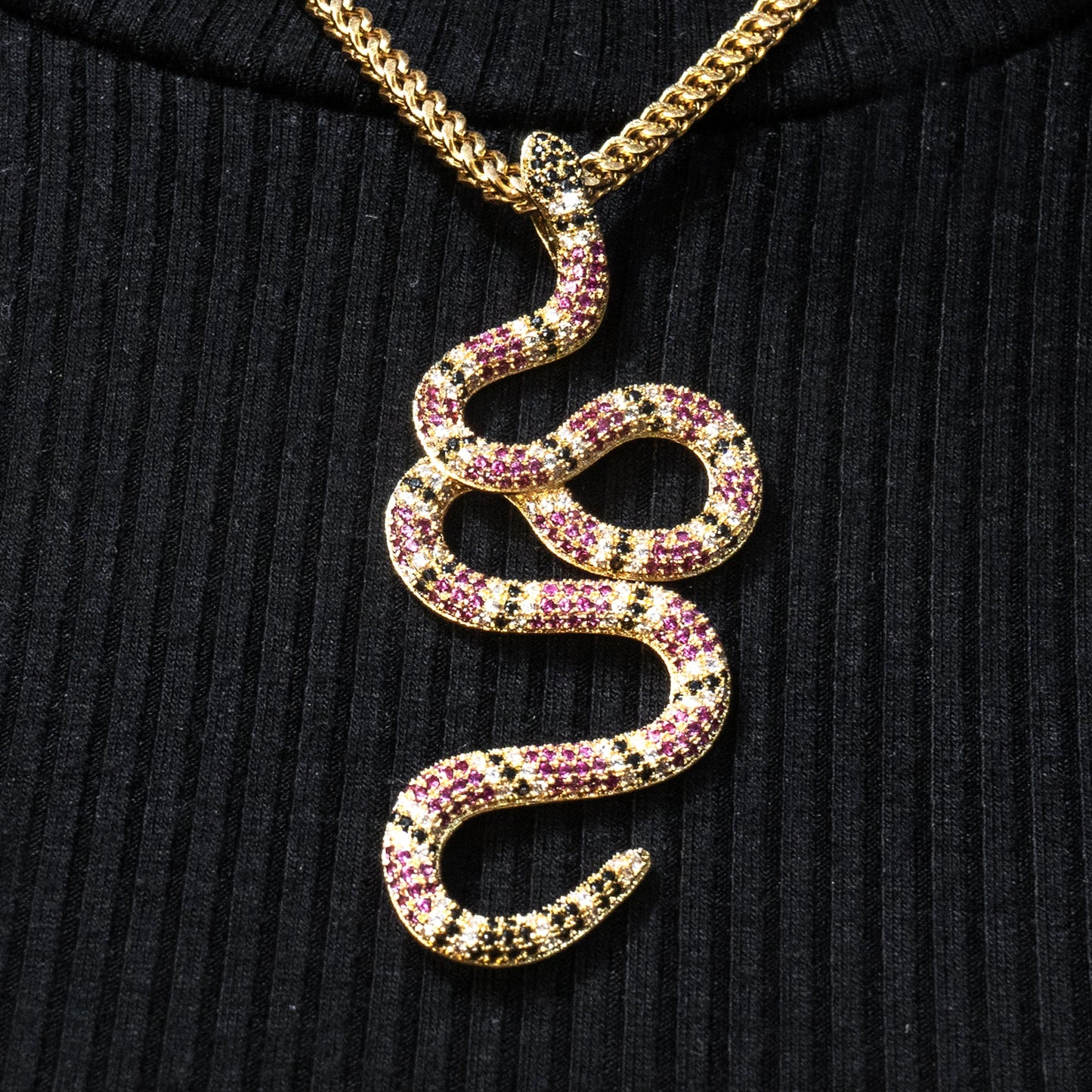 Mens Jewelry - Gold Iced Out VVS Twisted Snake Necklace | Appx. 10 Grams