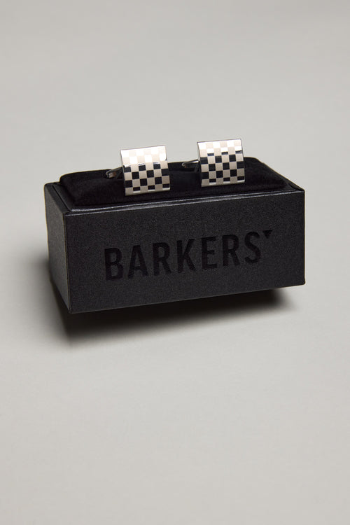 Classic Silver Chequered Cufflink