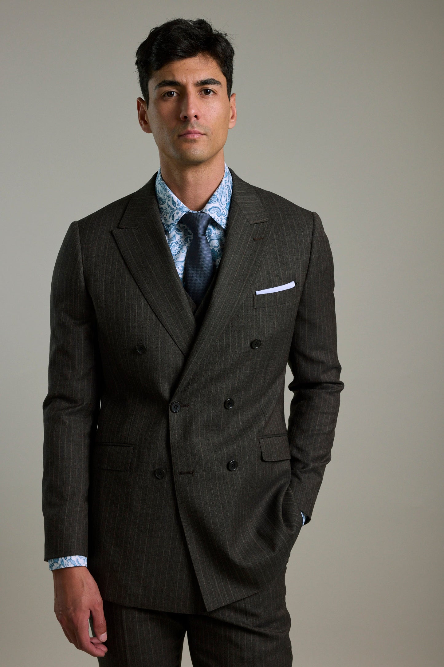 Radcliffe Stripe Double Breasted Suit Jacket