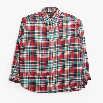 Beams Plus Button Down Classic Fit Indian Flannel Plaid Shirt
