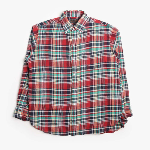Beams Plus Button Down Classic Fit Indian Flannel Plaid Shirt