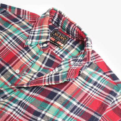 Beams Plus Button Down Classic Fit Indian Flannel Plaid Shirt
