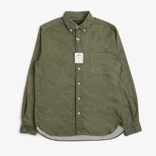 Beams Plus Button Down Solid Flannel Shirt