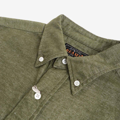 Beams Plus Button Down Solid Flannel Shirt