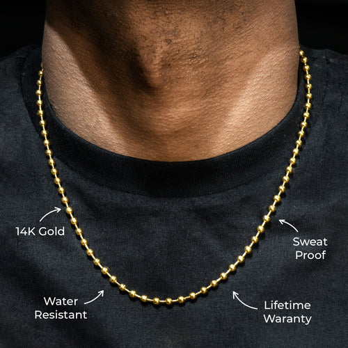 Gold Jewelry -  Mens 14K Gold Chain Dog Tag