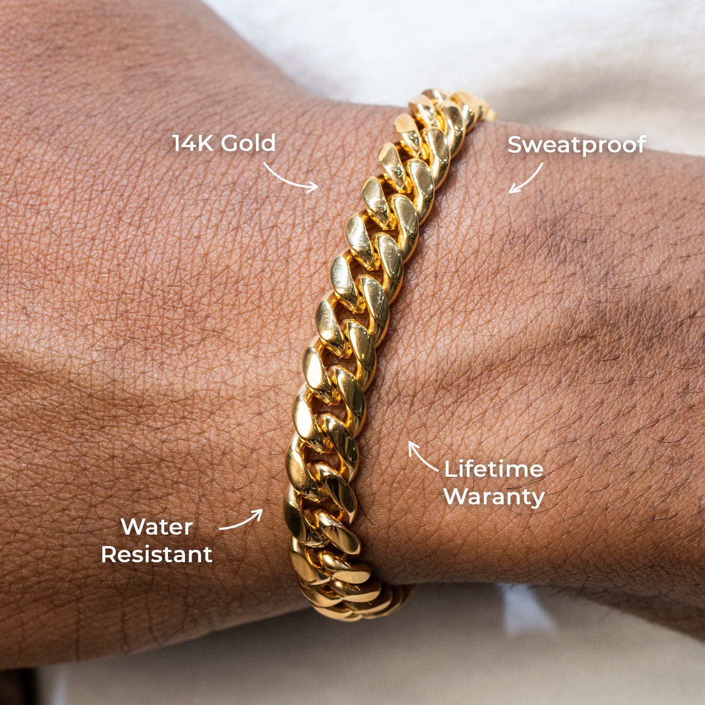 Gold Jewelry -  Mens 14K Gold Solid Miami Cuban Link Bracelet