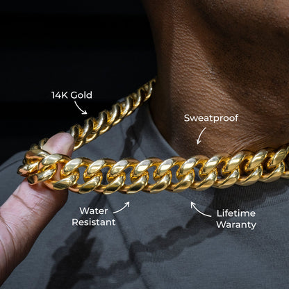 Mens Jewelry - Solid Gold Miami Cuban Link Chain & Bracelet