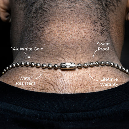 Gold Jewelry -  Mens 14K White Gold Dog Tag Chain